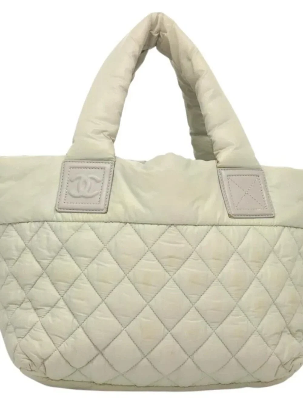 CHANEL Cococoon Hand Bag Nylon Gray Silver CC Auth 123385